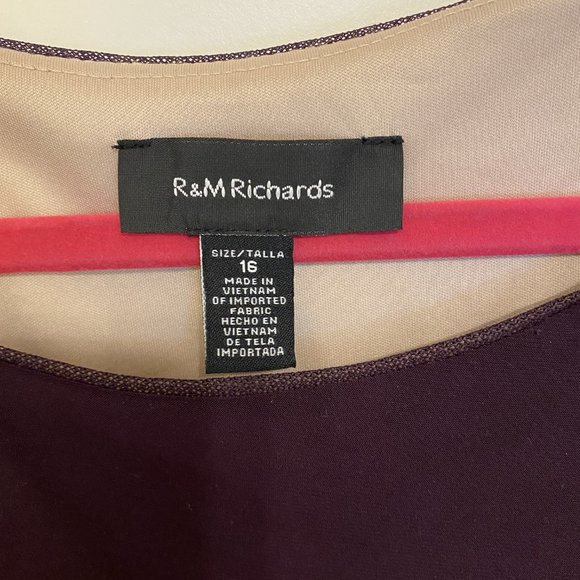 R & M Richards Purple Plum Long Embellished Illusion-Detail Gown - Picture 5 of 9